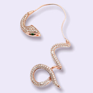 SINGLE STATEMENT SERPENT  EAR JACKET - ROSE SILVER